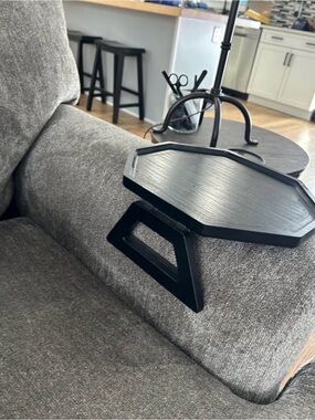 2 Black Octagonal Couch Arm Trays